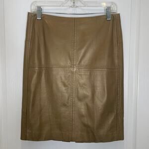 W‎ by Worth Metallic Gold Leather Skirt Straight Mini Fall Winter 10